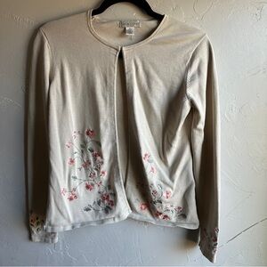 Vtg Y2K Casual Corner‎ Floral Embroidered Cardigan Cottagecore Grandmacore Sz M